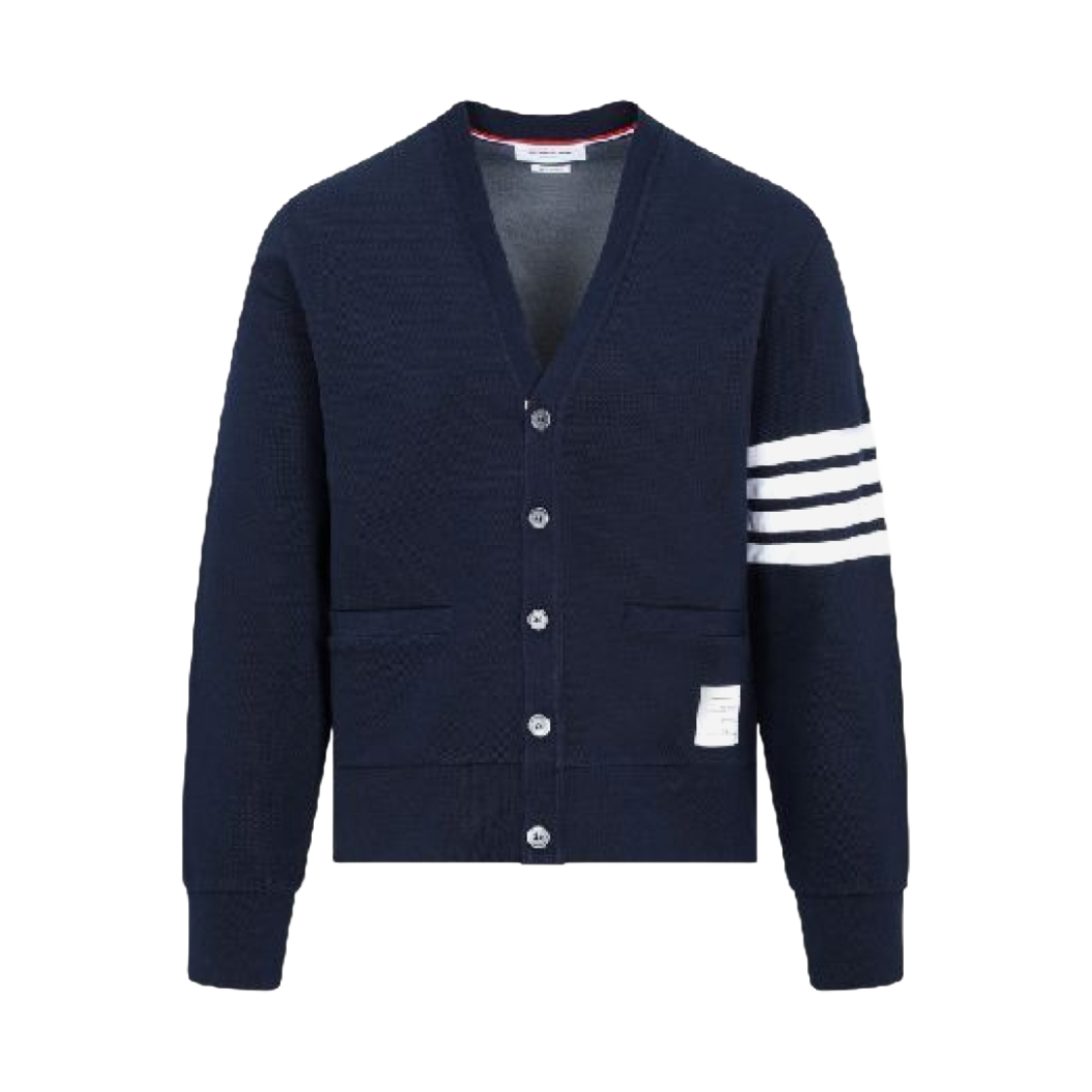 톰브라운 브이넥 가디건 바시티 피케 네이비