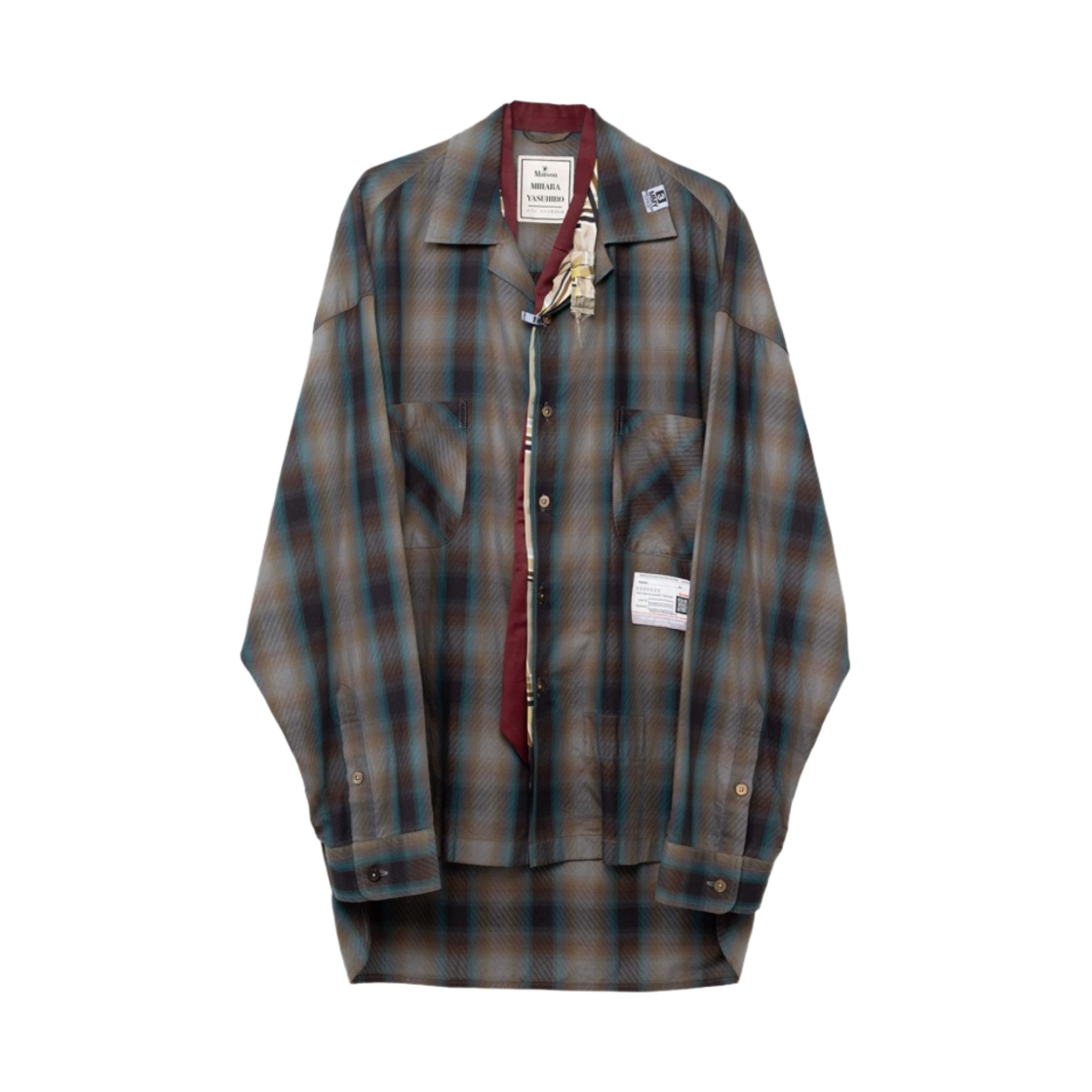 메종 미하라 야스히로 믹스 레이어드 체크 셔츠 브라운(Maison Mihara Yasuhiro Mix Layered Check Shirt Brown) - 1