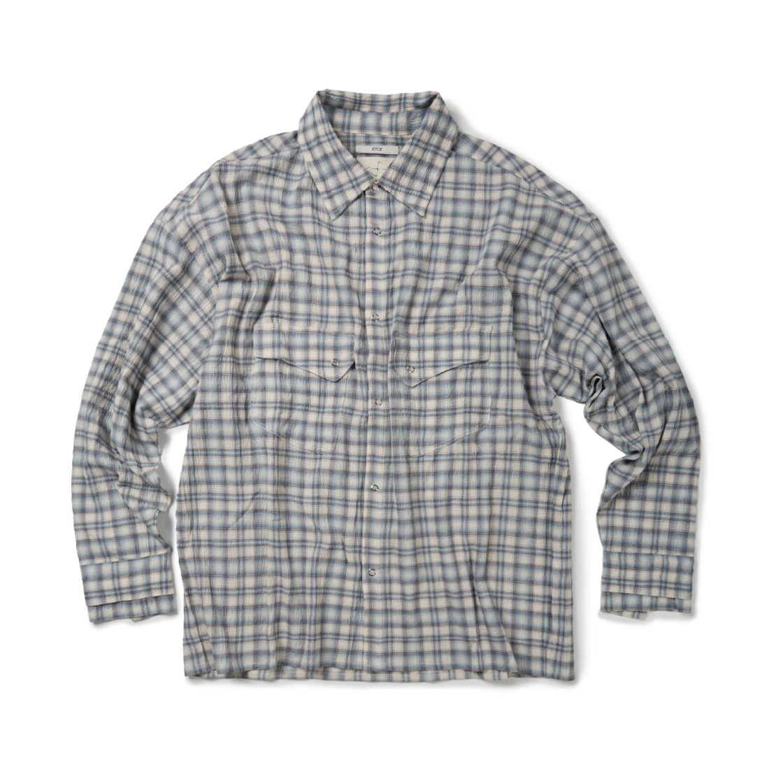 ET2501SH06WH ETCE Layered Cuffs Check Shirt White