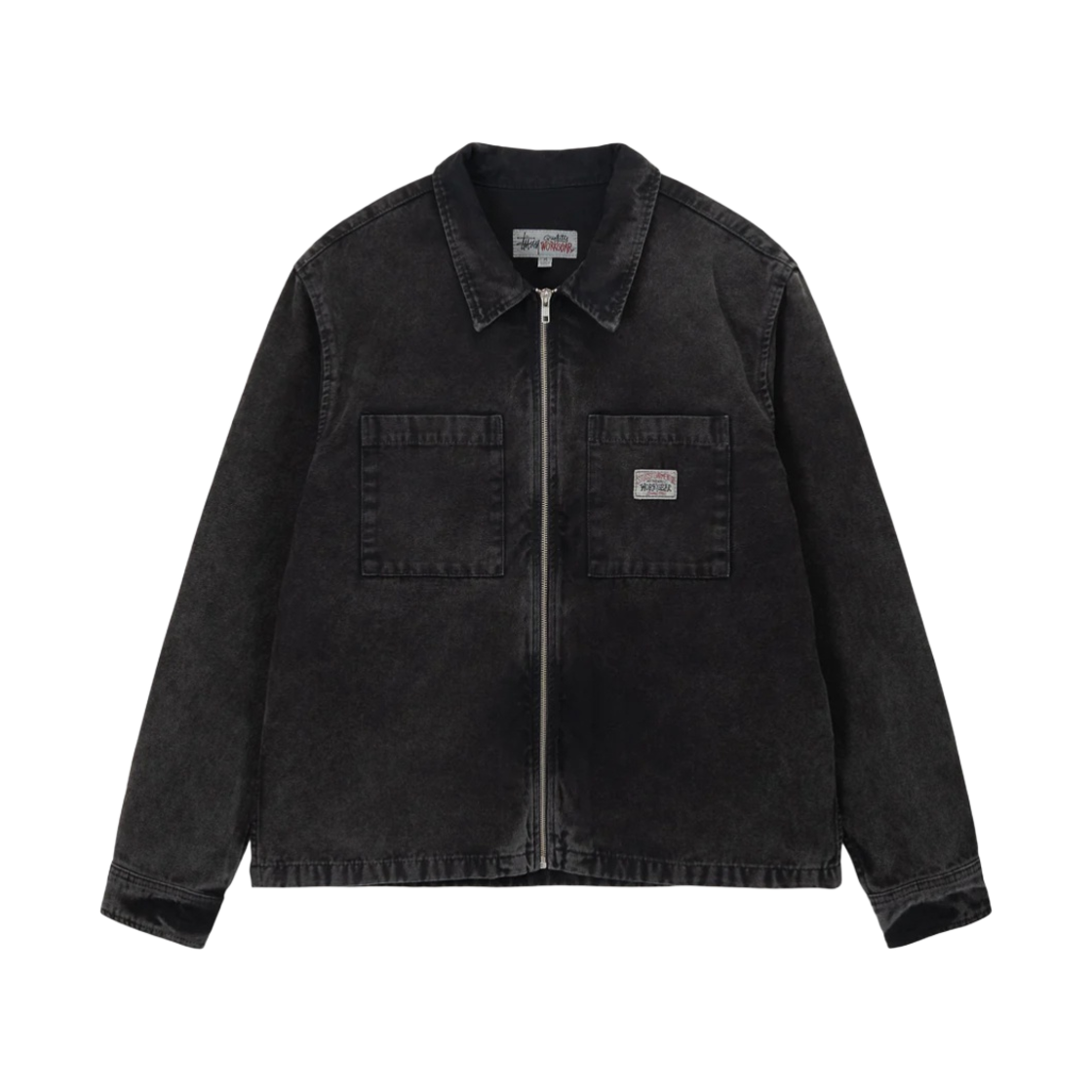 스투시 워시드 캔버스 집 셔츠 블랙