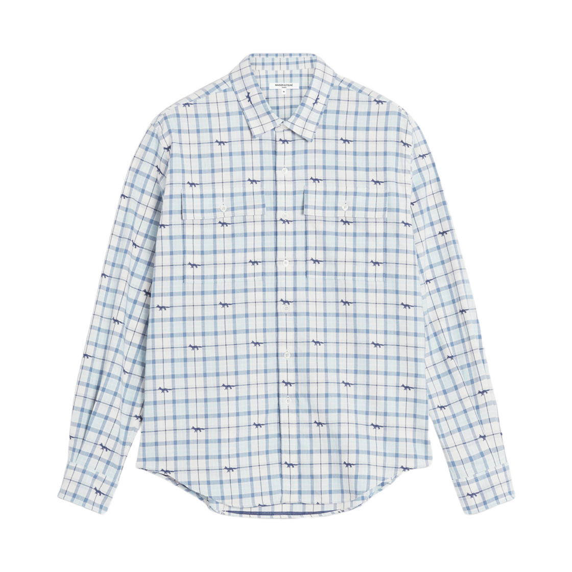 OM00425WW0118-0178 Maison Kitsune Double Pocket Skate Shirt Sky Breton Blue