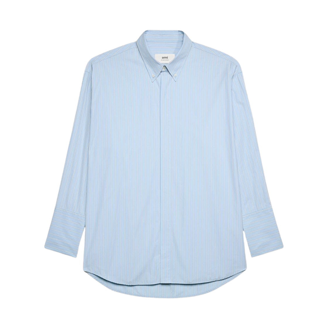 USH129-CO0047-476 (W) AMI Alexandre Mattiussi Striped Shirt Sky Blue Natural White