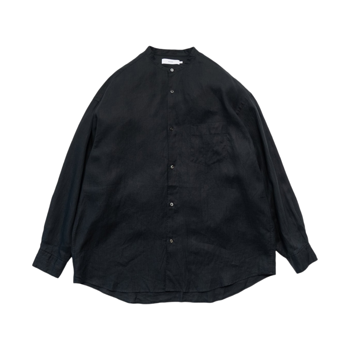 그라프페이퍼 리넨 롱슬리브 오버사이즈 밴드 칼라 셔츠 블랙(Graphpaper Linen L/S Oversized Band Collar Shirt Black)