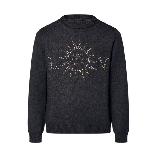 Louis Vuitton Embellished Long Sleeved Merino Wool Crewneck Black