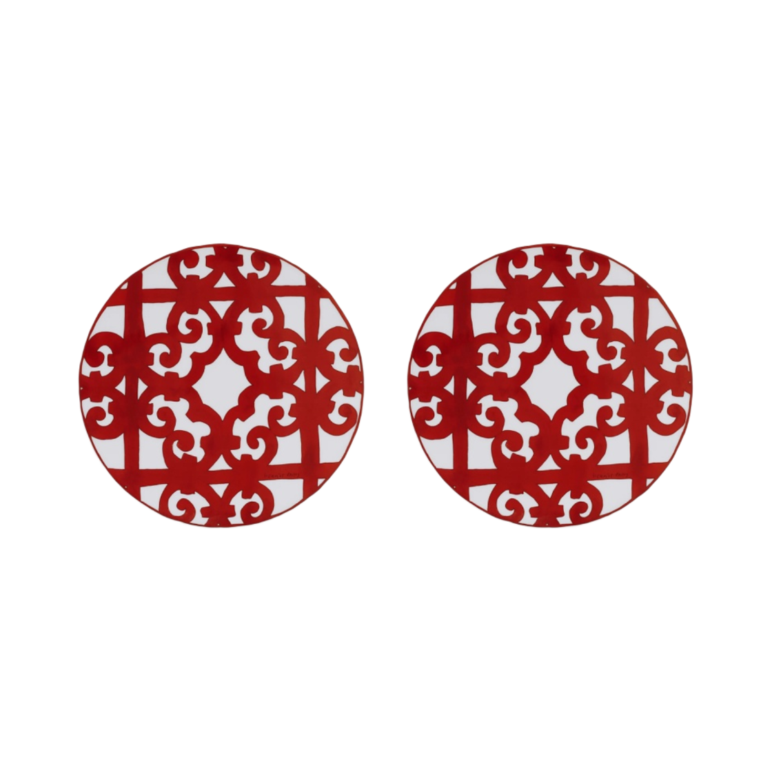 에르메스 발콘 듀 과달키비르 디저트 플레이트 레드 (2개입)(Hermes Balcon Du Guadalquivir Dessert Plate Red (2 Plates)) - 1