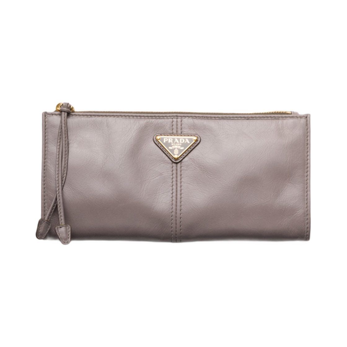 1MB051-2CYR-F0116 Prada Leather Pouch Dark Grey