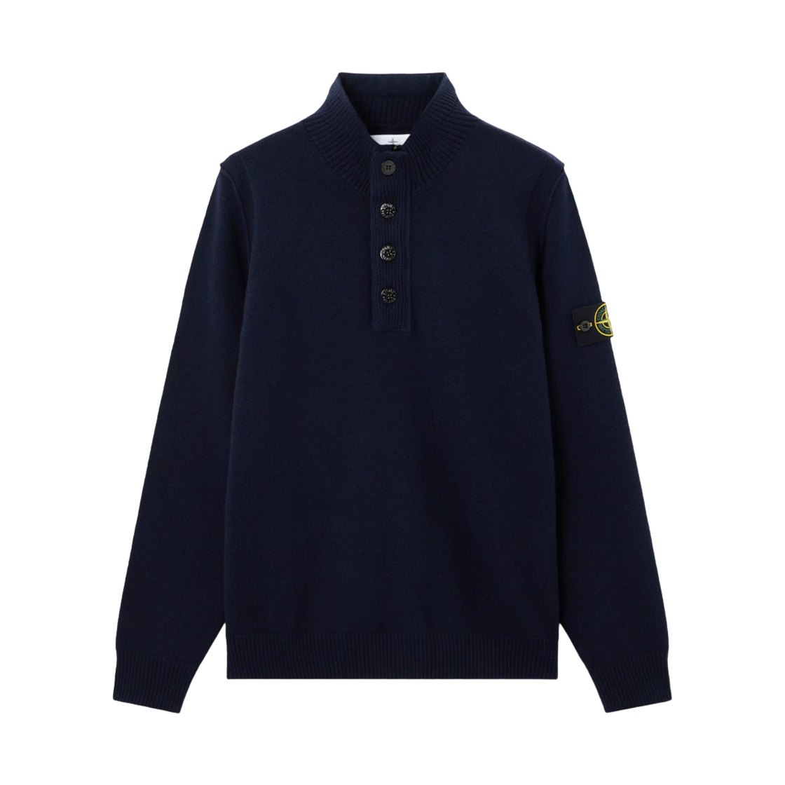 K2S155100040 S00A3 V0020 [15% 쿠폰] Stone Island 5100040 Lambswool Half-Zip Jumper with Felt Trims Navy Blue - 25FW