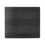 Burberry Check and Leather Bifold Wallet Charcoal