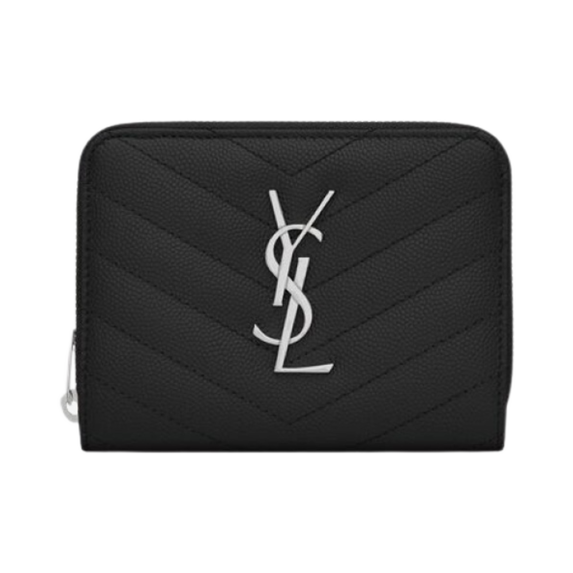 생로랑 그랑 드 뿌드르 엠보스드 레더 카산드라 마틀라세 컴팩트 집 어라운드 지갑 블랙(Saint Laurent Cassandre Matelasse Compact Zip Around Wallet in Grain De Poudre Embossed Leather Black) - 1