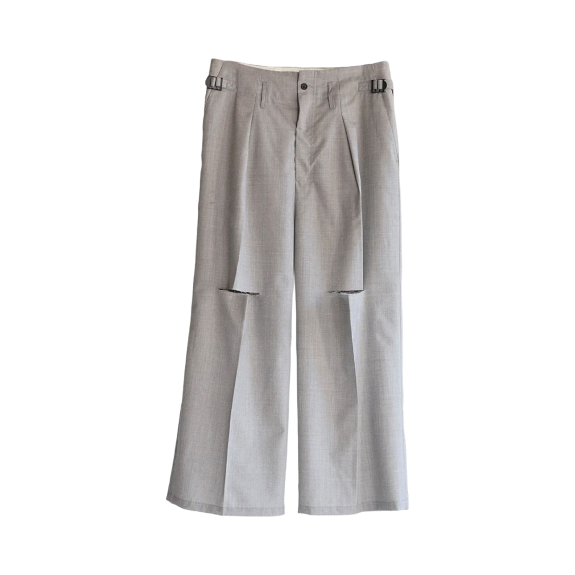 안셀름 울 데미지 와이드 슬랙스 그레이(Ancellm Wool Damage Wide Slacks Gray)