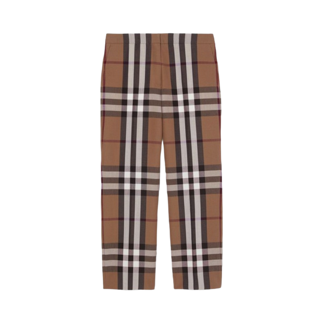(W) 버버리 체크 울 크롭 팬츠 다크 버치 브라운((W) Burberry Check Wool Cropped Pants Dark Birch Brown) - 1