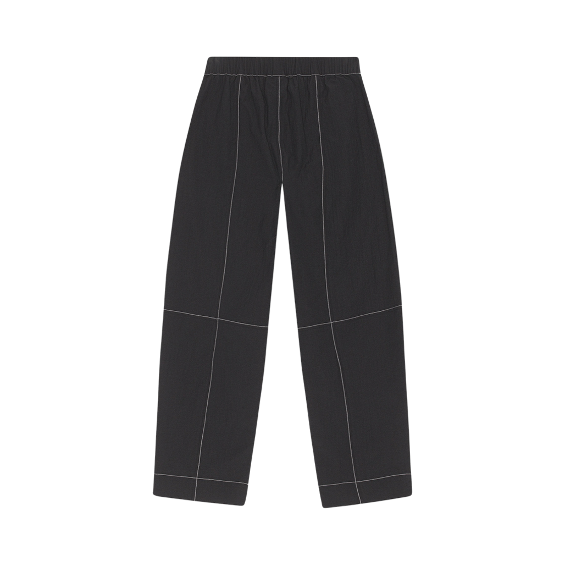 (W) 가니 코튼 크레이프 엘라스티케이티드 커브 팬츠 블랙((W) Ganni Cotton Crepe Elasticated Curve Pants Black) - 2