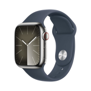 Apple Watch Series 9 41mm Cellular Silver Stainless Steel Case with Sport Band S/M Storm Blue (Korean Ver.)