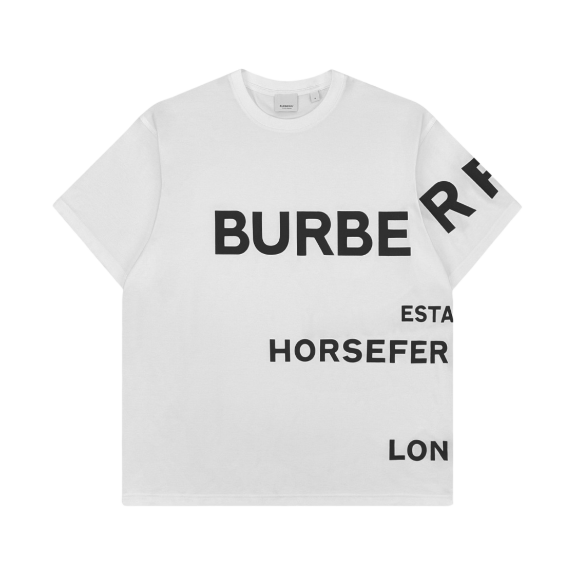 (W) 버버리 호스페리 프린트 코튼 오버사이즈 티셔츠 화이트((W) Burberry Horseferry Print Cotton Oversized T-Shirt White) - 1