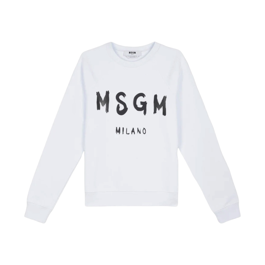 (W) MSGM Cotton Crewneck Sweatshirt with Brushed Logo White