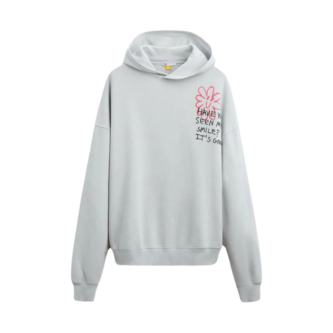 자라 플라워 프린트 후드 스웨트셔츠 펄 그레이(Zara Flower Print Hooded Sweatshirt Pearl Grey)