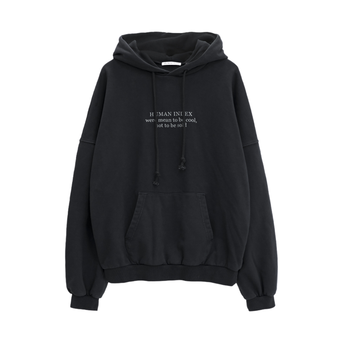 HM4EHD0603BC Polyteru Human Index Human Loosed Sweat Hoodie Lettering Washed Black