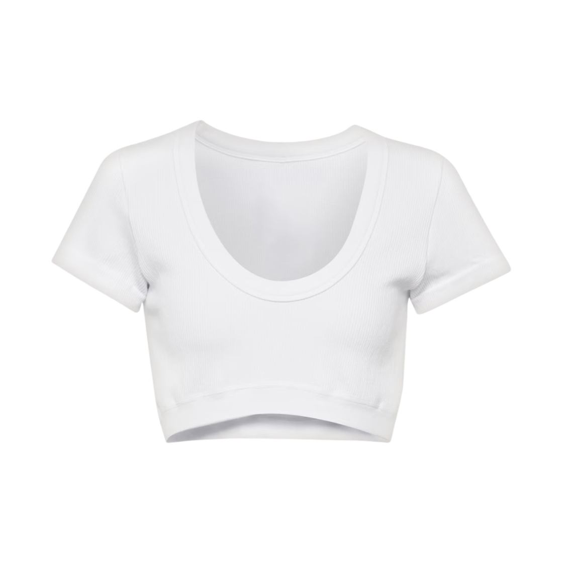 W1423R (W) Alo Yoga Seamless Ribbed Cropped Serene Short Sleeve White