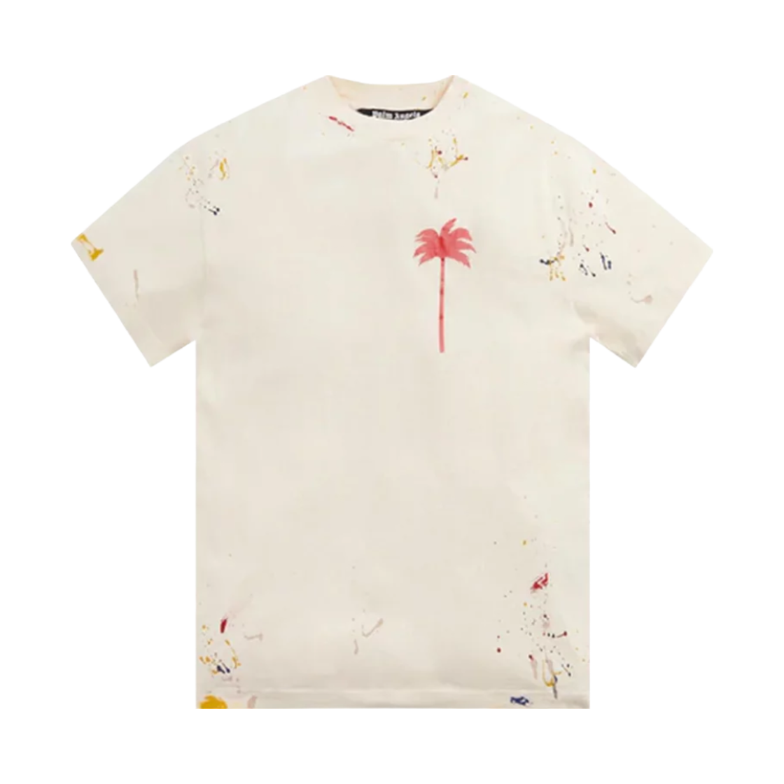 PMAA001S22JER0030325 Palm Angels Palm Tree Painted Classic T-Shirt Off White Red