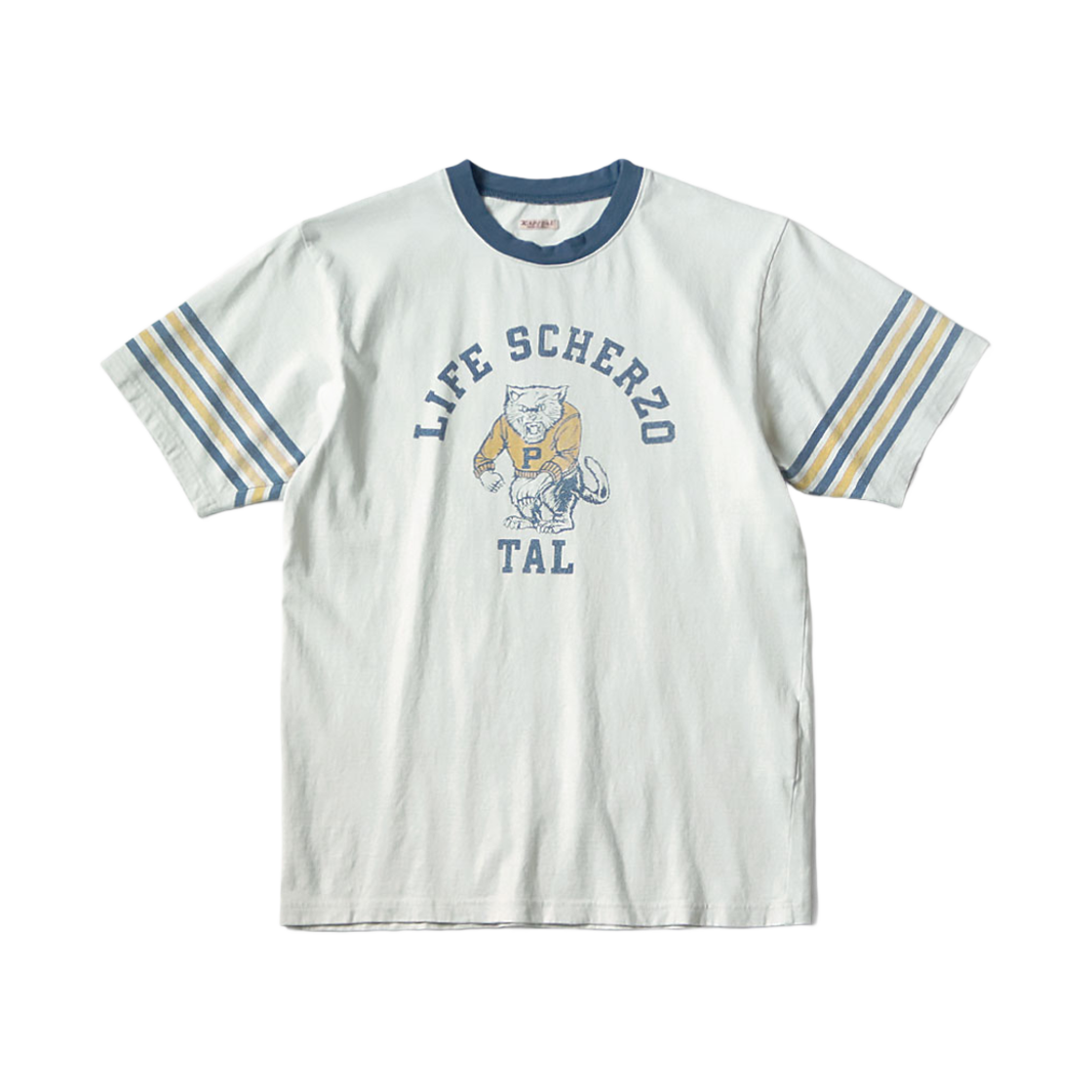 K2502SC014 Kapital 20 Tenjiku Ringer T-Shirt College Cat Pital Pt Light Grey