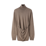 (W) Lemaire Merino Blend Buttoned Turtleneck Grey Beige