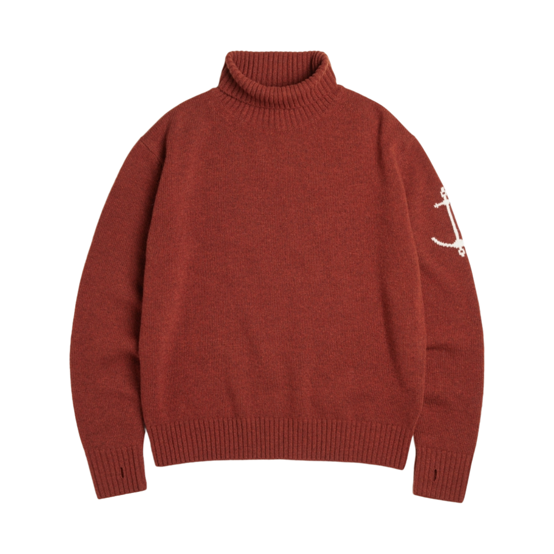 - Guernsey Woollens Superfine Merino Wool Turtleneck Sweater Brick