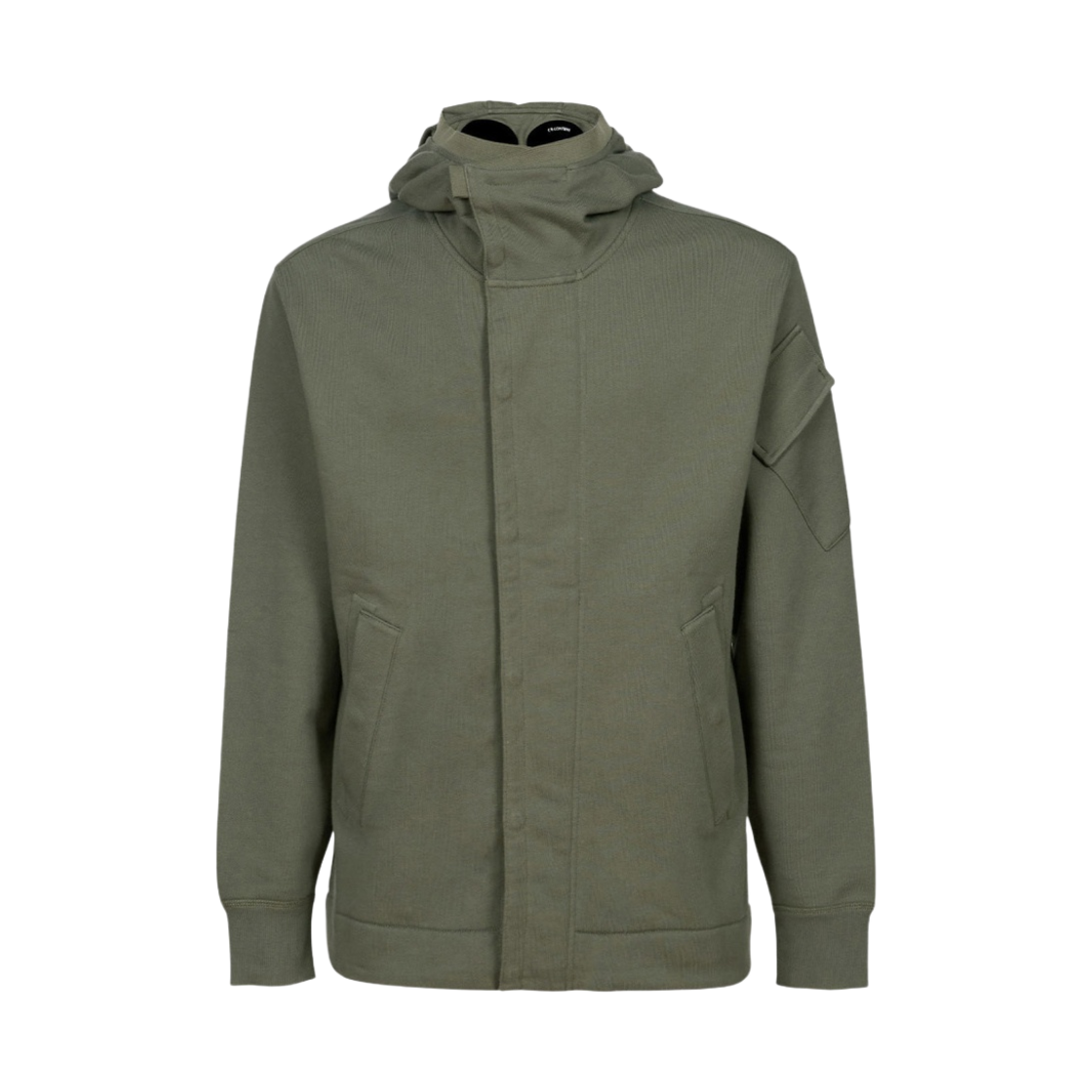 13CMSS055A005086W669 C.P. Company Diagonal Raised Fleece Goggle Zipped Hoodie Thyme Green - 22FW - 대표 이미지 #1