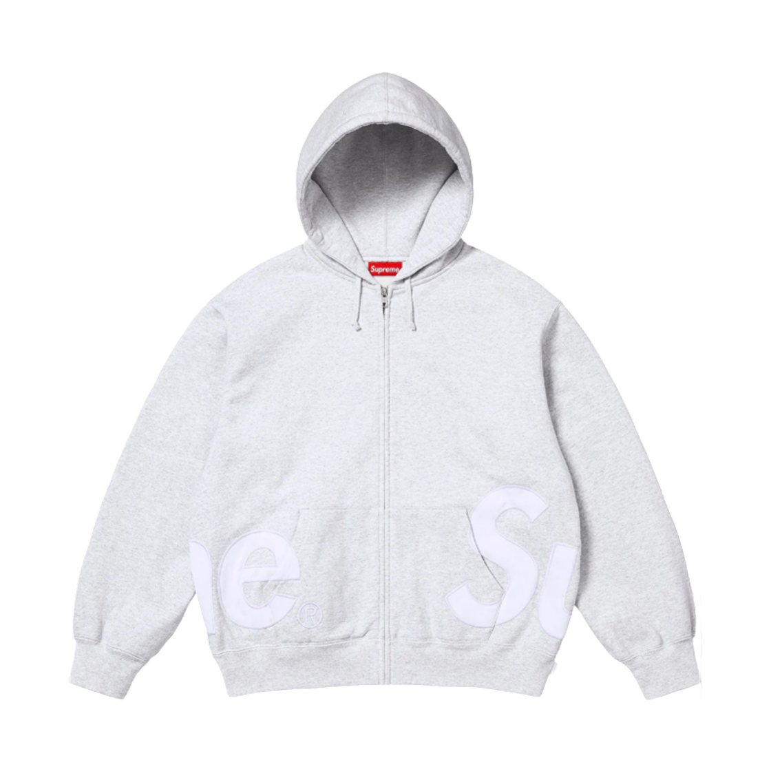 슈프림 빅 로고 집업 후드 스웨트셔츠 애쉬 그레이 - 25SS