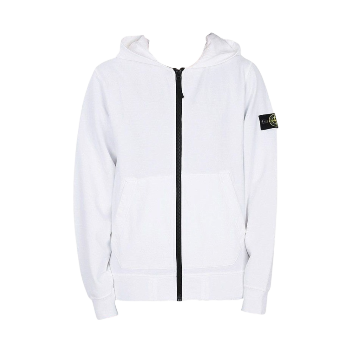 781660740-V0001 (Kids) Stone Island 60740 Cotton Fleece Full Zip Hooded Sweatshirt White - 23SS