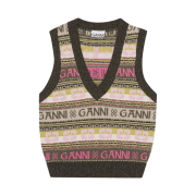 (W) Ganni Logo Wool Mix Vest Kalamata
