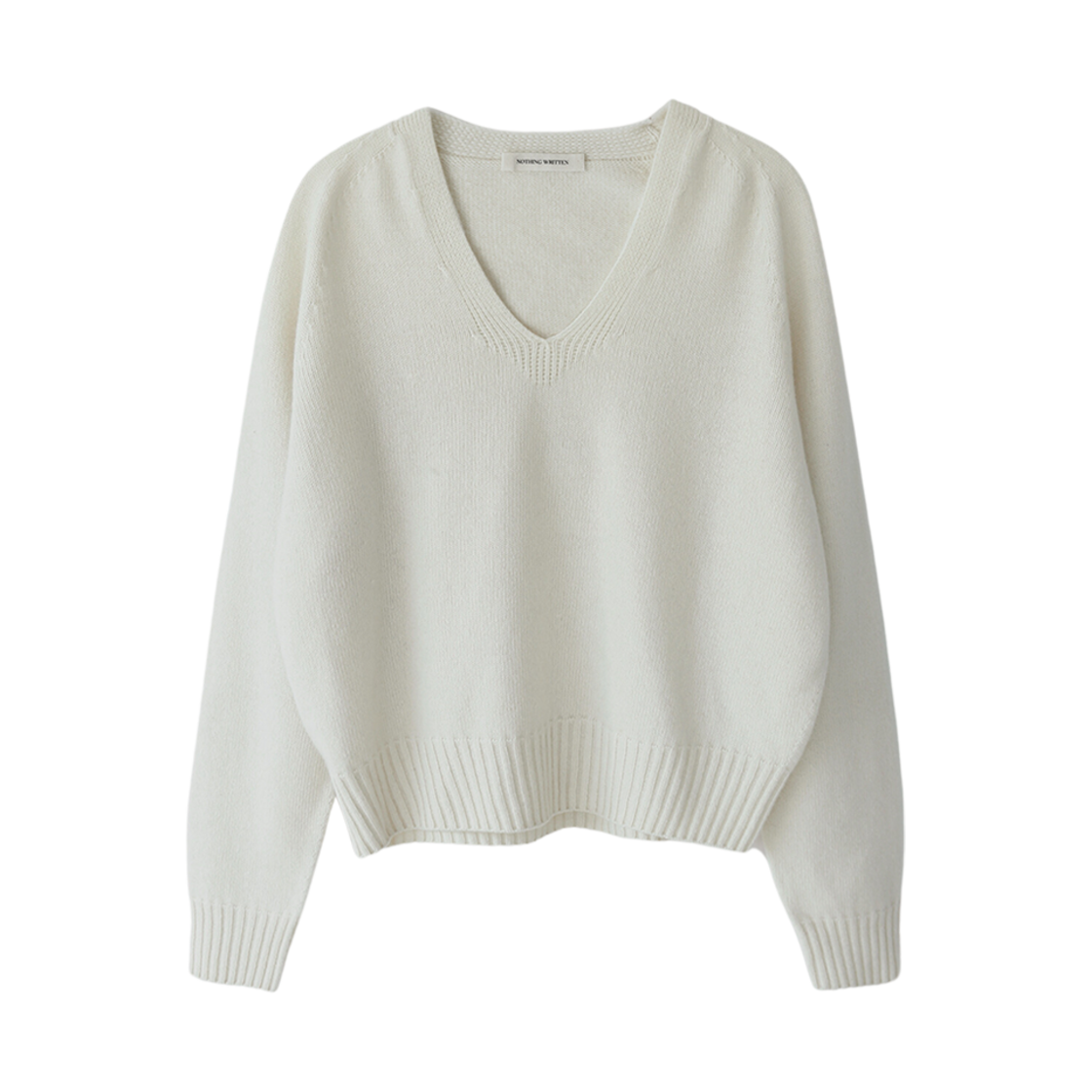 - (W) Nothing Written Erin Wool V-Neck Pullover Knit Ivory