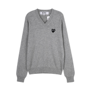Play Comme des Garcons Black V-Neck Sweater Grey