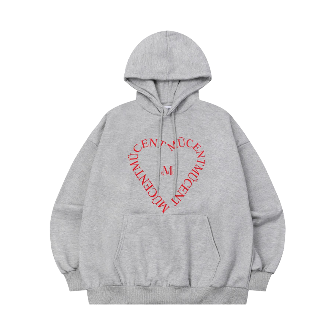 P00000NH_01 MUCENT Heart Lettering Hood T Gray
