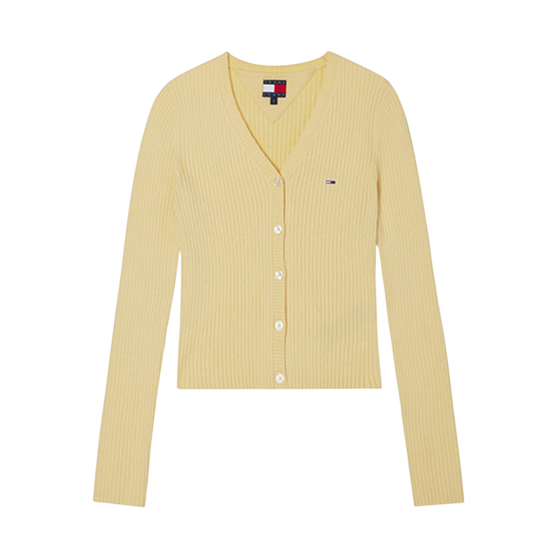T32F0KCD14TWT2ZGA (W) Tommy Jeans Basic V-Neck Cardigan Custard Scream Heather