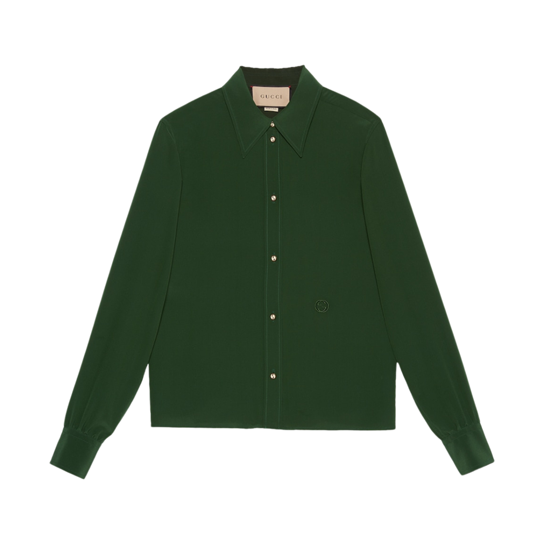 (W) 구찌 실크 크레페 드 신 셔츠 그린((W) Gucci Silk Crepe De Chine Shirt Green) - 1