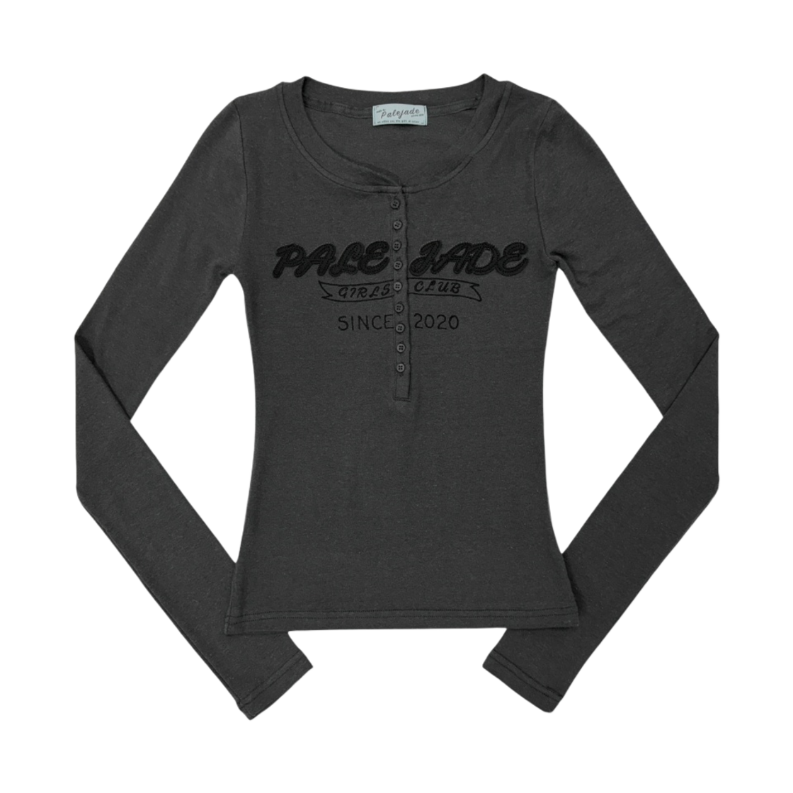 - (W) Pale Jade Y2K Patch Lettering T-Shirt Charcoal