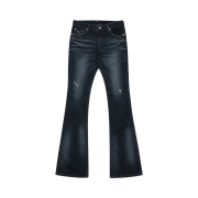 (W) Bohemian Seoul Deep Blue Washing Boots Cut Denim Pants Deep Blue