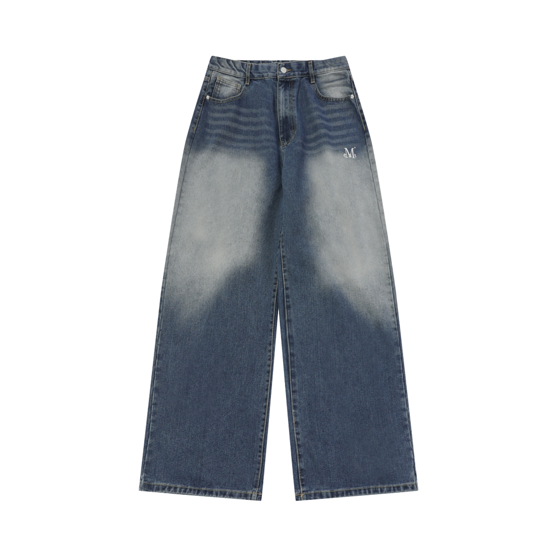무센트 팔마 와이드 데님 팬츠 롱 오버 워싱 와이드 딥 블루