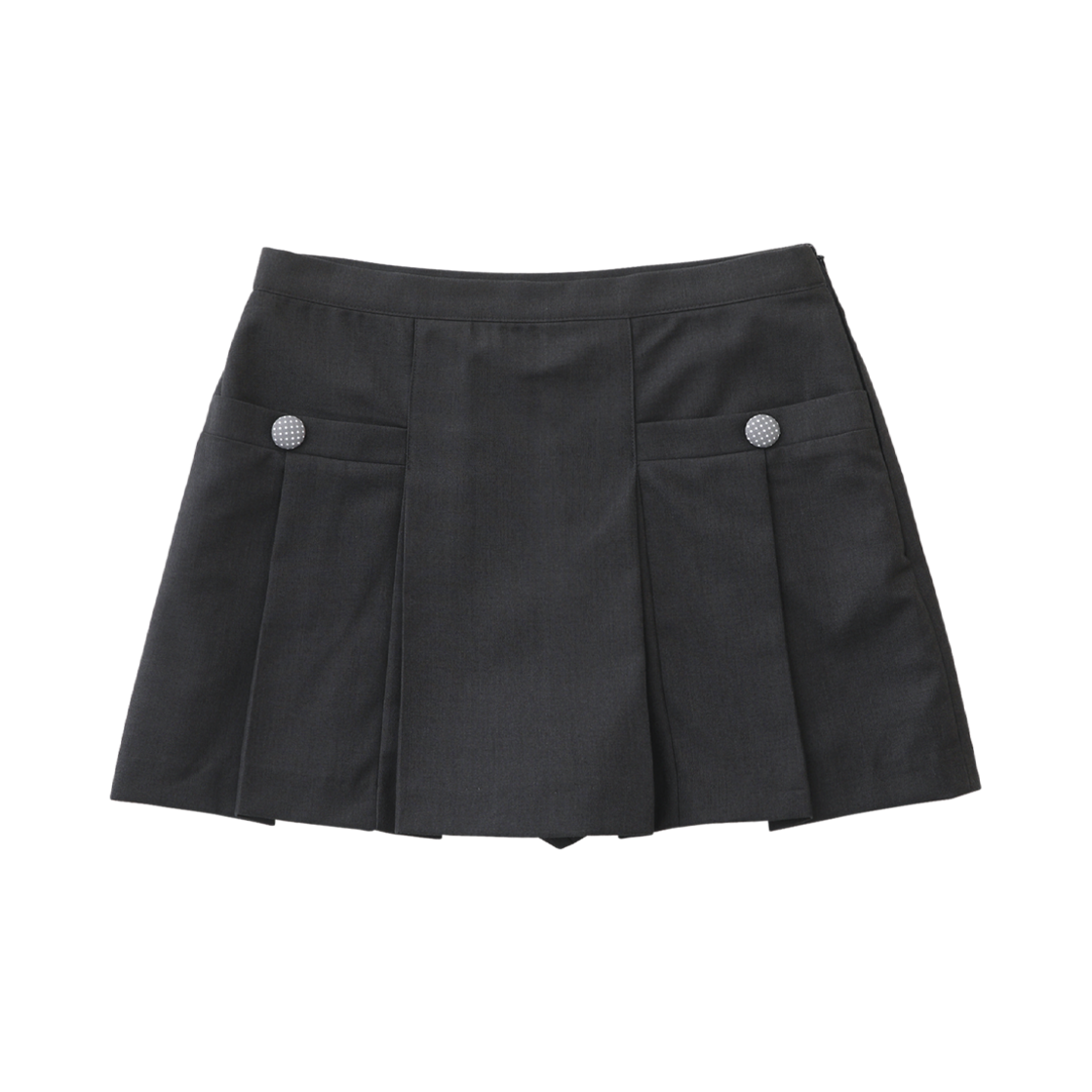 배드블루 포켓 플리츠 숏 스커트 차콜(BadBlue Pocket Pleats Shorts Skirt Charocal)