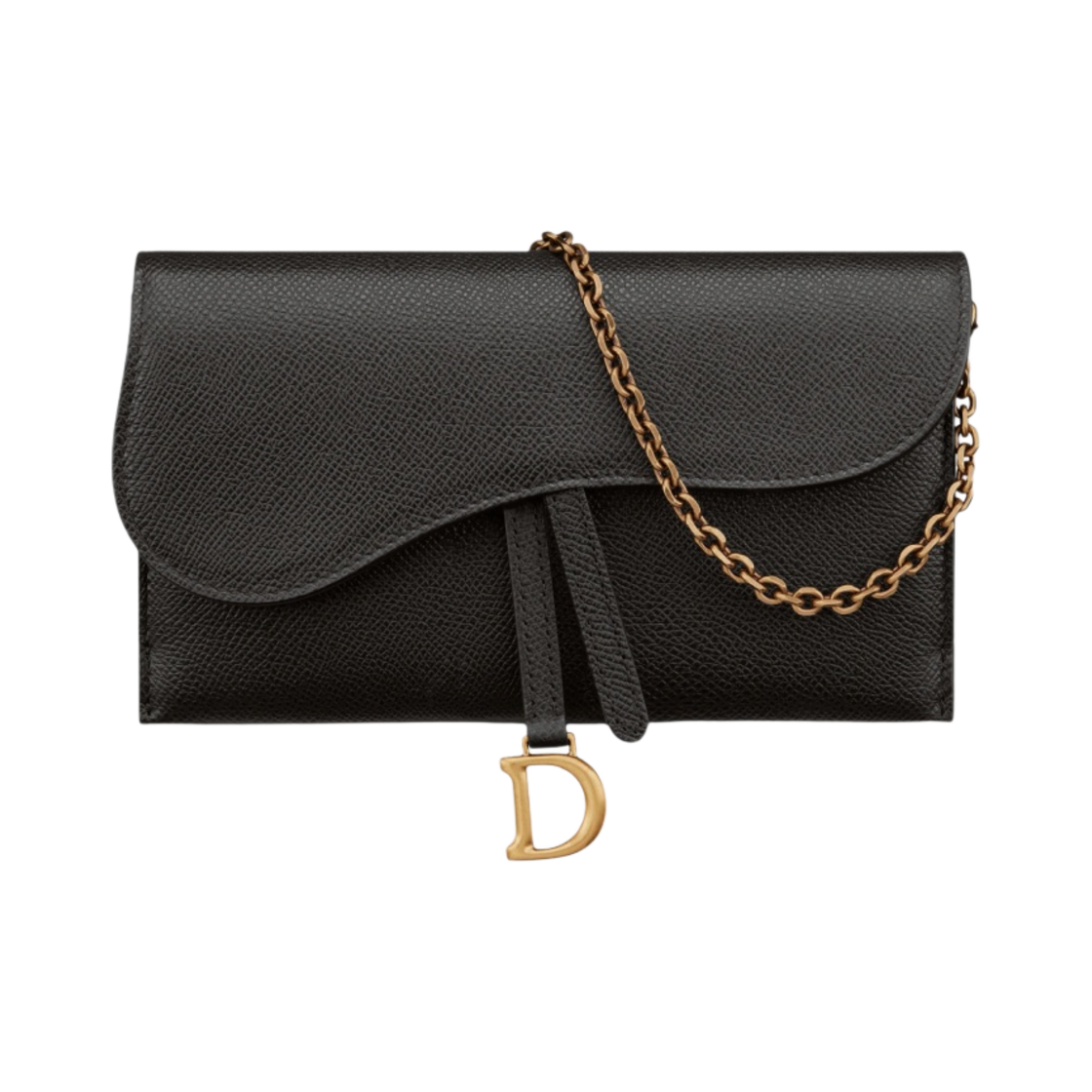 디올 새들 체인 장지갑 그레인드 카프스킨 블랙(Dior Long Saddle Wallet with Chain Grained Calfskin Black) - 1