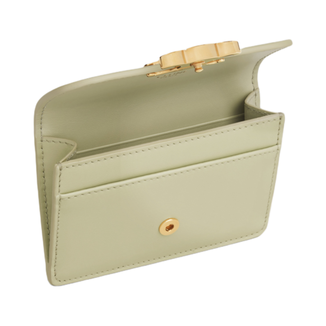 셀린느 카드 홀더 플랩 트리옹프 샤이니 카프스킨 아몬드 그린(Celine Card Holder with Flap Triomphe in Shiny Calfskin Almond Green) - 4