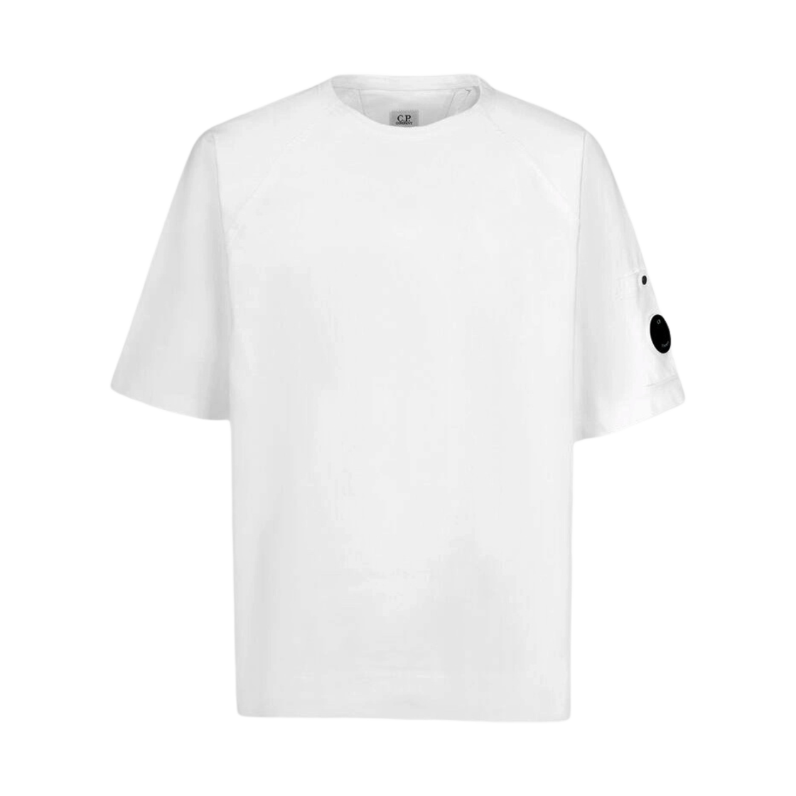 C.P. 컴퍼니 헤비 저지 믹스드 숏슬리브 스웨트셔츠 거즈 화이트 - 22SS