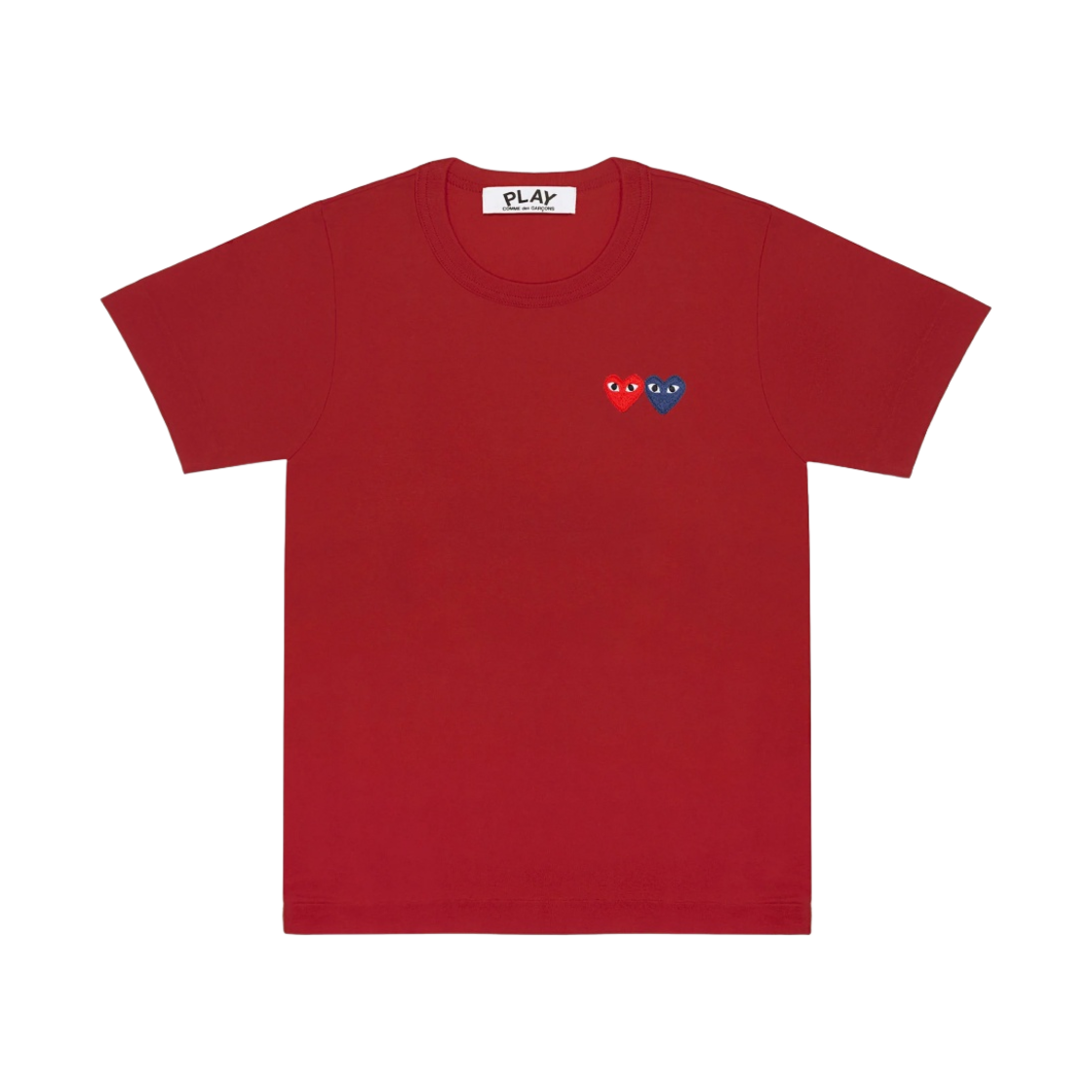 (W) 플레이 꼼데가르송 더블 하트 티셔츠 버건디((W) Play Comme des Garcons Double Heart T-Shirt Burgundy) - 1