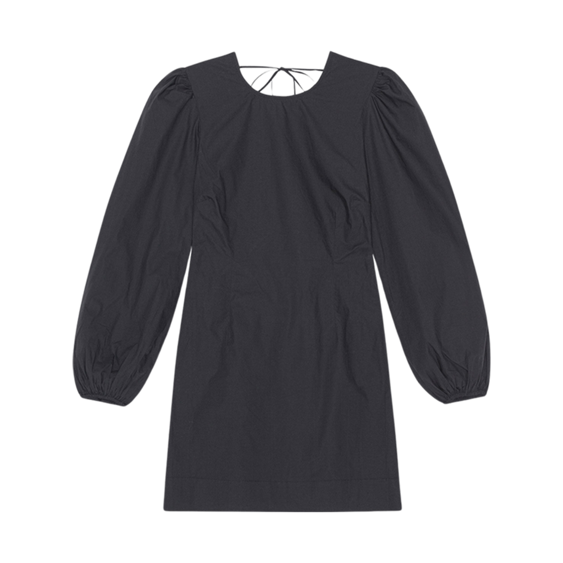 F7916-099 (W) Ganni Cotton Poplin Open Back Mini Dress Black