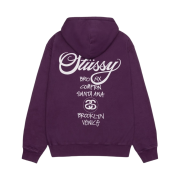 Stussy World Tour Hoodie Pigment Dyed Purple