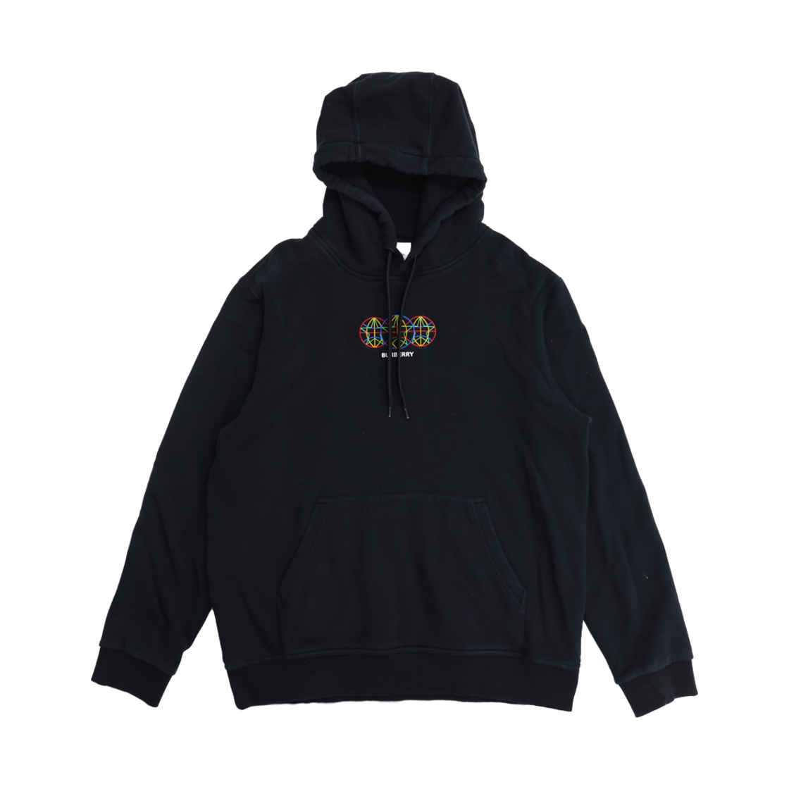 IT7HFE58CNDA Burberry Globe Graphic Star Logo Embroidered Hoodie in Black - 대표 이미지 #1