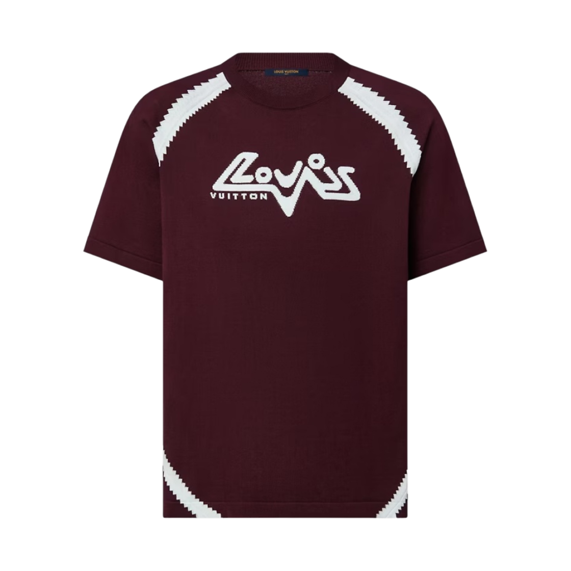 루이비통 숏슬리브 코튼 인타르시아 크루넥 플럼 레드(Louis Vuitton Short Sleeved Cotton Intarsia Crewneck Plum Red) - 1