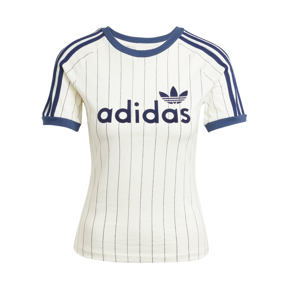 (W) 아디다스 리니어 캘리 그래픽 티셔츠 오프 화이트 나이트 인디고 - KR 사이즈((W) Adidas Linear Cali Graphic T-Shirt Off White Night Indigo - KR Sizing)