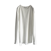 Ancellm Damage Waffle Crew LS T-Shirt White