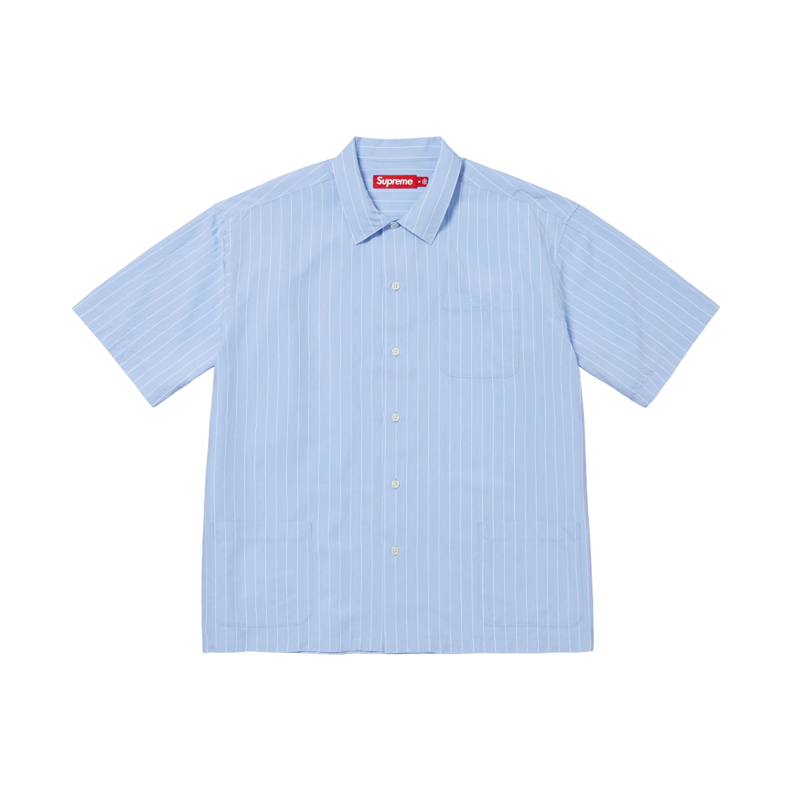 - Supreme Stripe S/S Pajama Shirt Light Blue - 25SS - 대표 이미지 #1